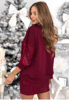 Souprava Mikina i Sukně z cekinami Got The Power vínový