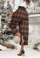 materiálové Kalhoty w kratę Learned About čokoládové