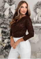 Błyszcząca Halenka z ozdobną aplikacją Cry Later čokoládová