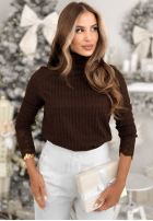 Vroubkovaný Svetr z koronką Lacy Dreams čokoládový