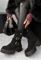 semišové Kotníkové Boty z klamerkami Coldest Months černé