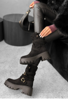 semišové Kotníkové Boty z klamerkami Coldest Months černé