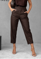 Z Imitace Kůže Kalhoty She Is Strong čokoládové