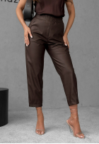 Z Imitace Kůže Kalhoty She Is Strong čokoládové