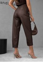 Z Imitace Kůže Kalhoty She Is Strong čokoládové