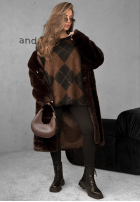 Dlouhý Svetr w romby Winter Things czekoladowo-Černé