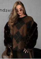 Dlouhý Svetr w romby Winter Things czekoladowo-Černé