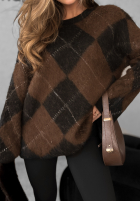 Dlouhý Svetr w romby Winter Things czekoladowo-Černé