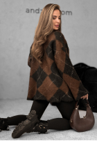 Dlouhý Svetr w romby Winter Things czekoladowo-Černé