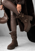 semišové Kotníkové Boty z klamerkami Coldest Months čokoládové