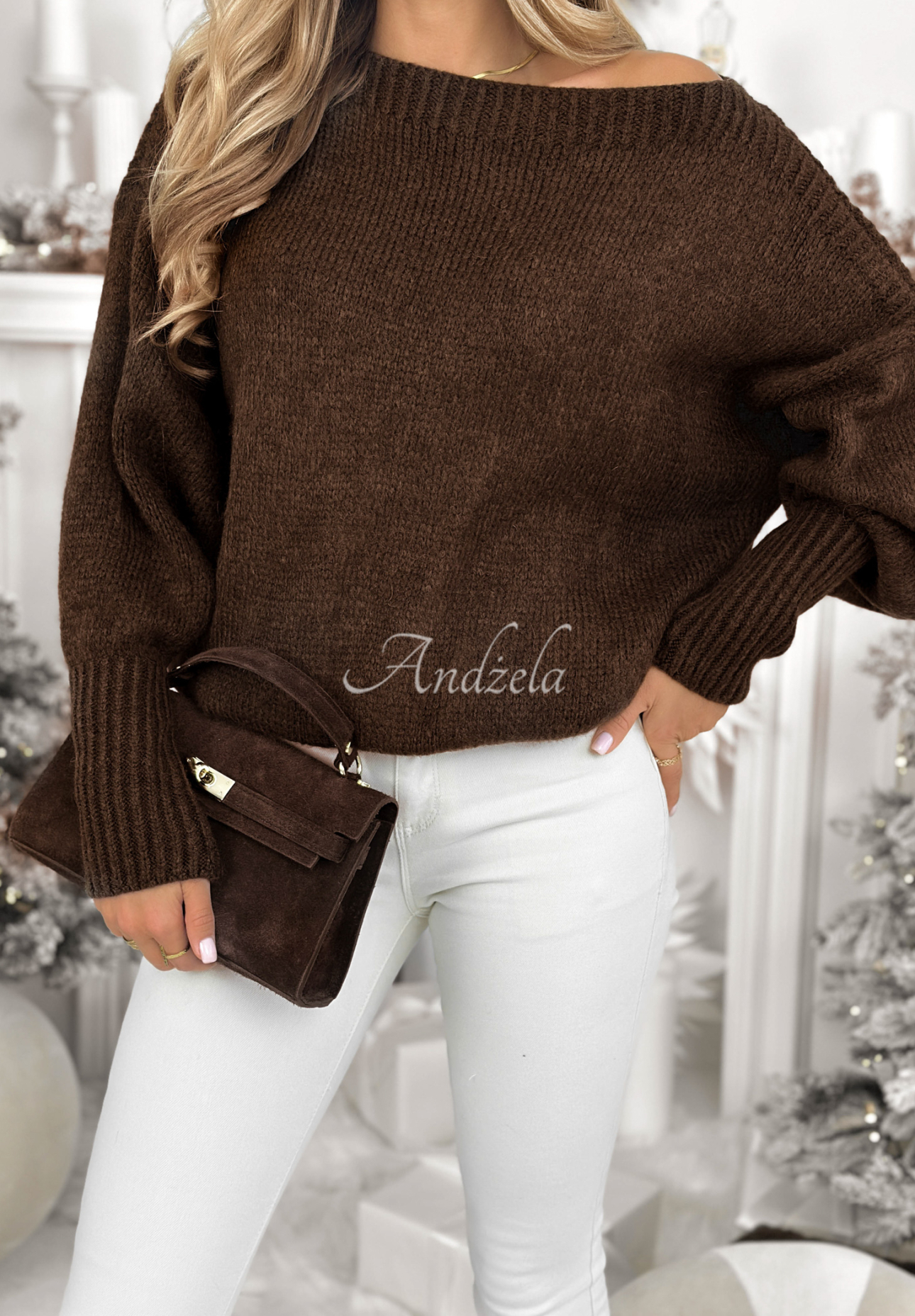 Oversize svetr Morning Fog čokoládový