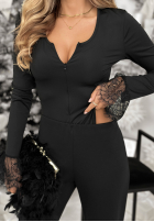 Rozpinane body z koronką Tell Her černé