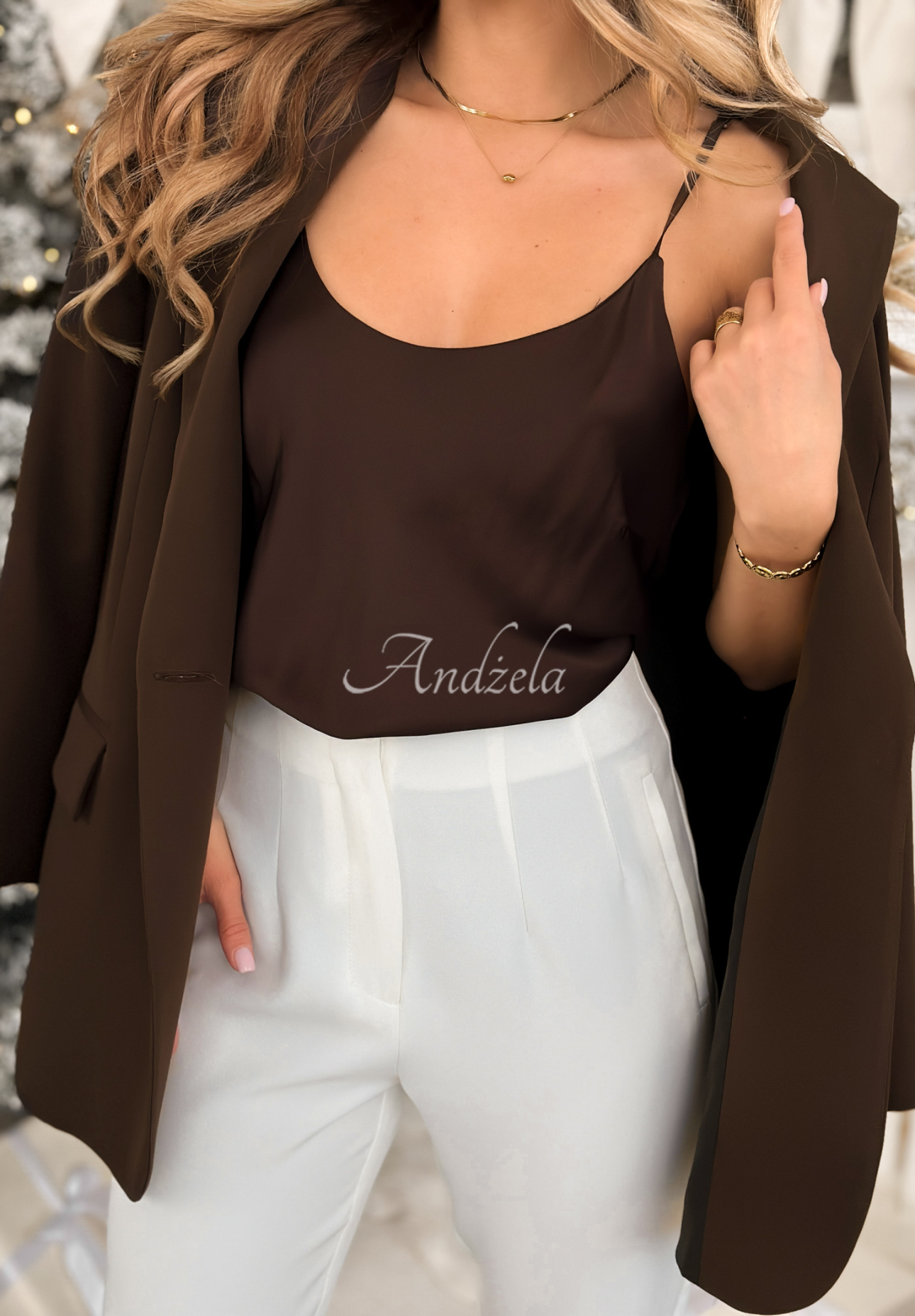 Viskózový top s krajkou Always Wanted čokoládový