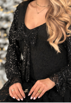 Koronkowa Šaty z cekinami i kokardą Shiny Obsession černá