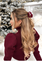 Velurová Sponka klamra do włosów Velvette Heart vínová