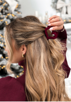 Velurová Sponka klamra do włosów Velvette Heart vínová