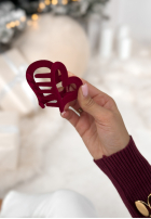 Velurová Sponka klamra do włosów Velvette Heart vínová