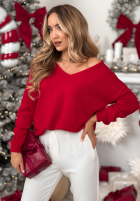 Lehký svetr s výstřihem Sensibility červený