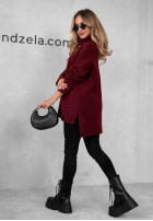 Svetr oversize z golfem Benin vínový