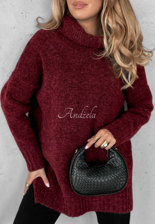 Svetr oversize s rol&aacute;kem Benin v&iacute;nov&yacute;