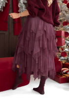 Tiulowa Sukně midi Elisabeth vínová