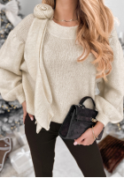 Svetr z falbanką Arctic Village ecru