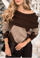 Svetr w romby Morning Glow čokoládový