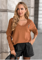 Lehký svetr s výstřihem Sensibility velbloudí II