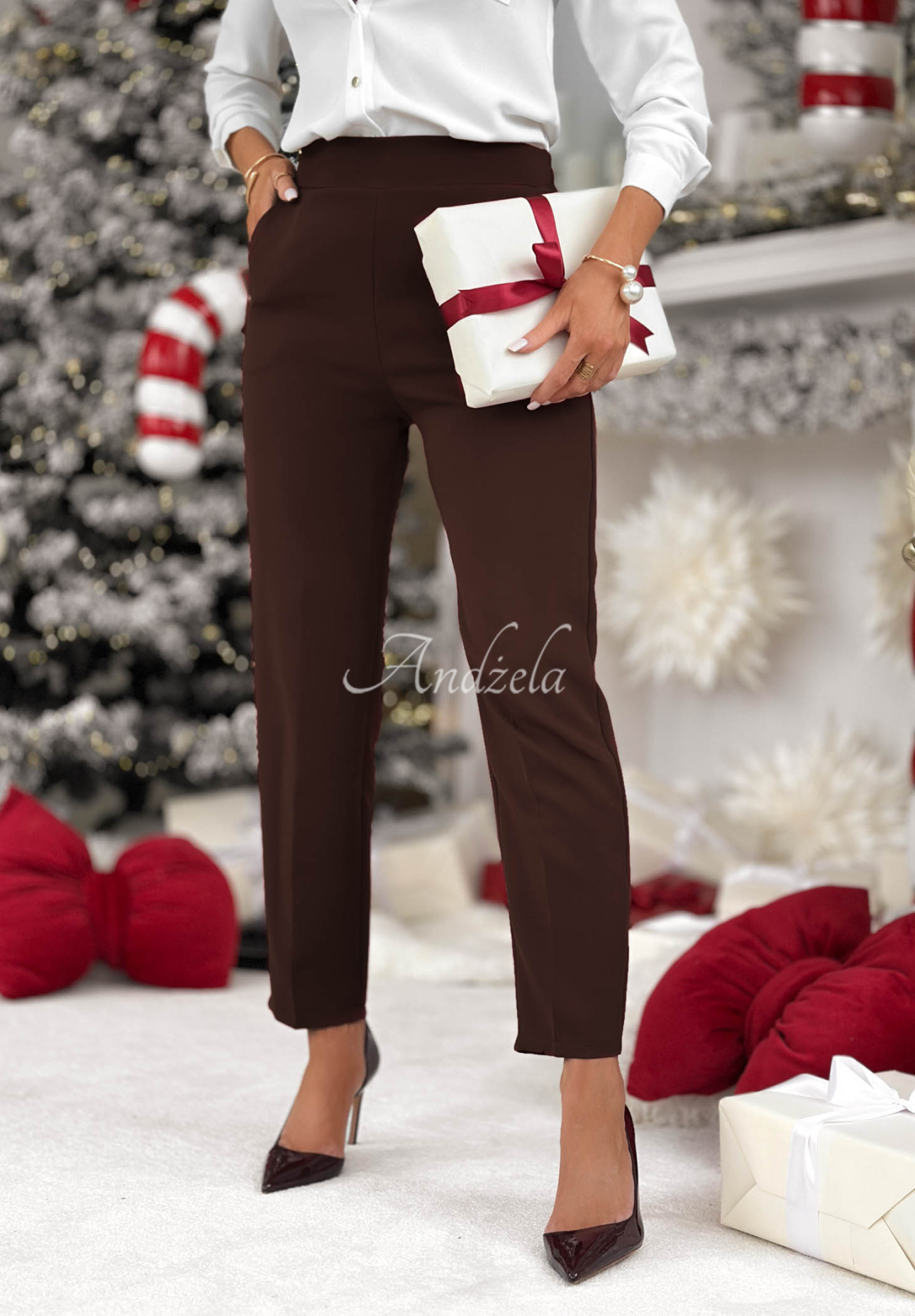 Cigaretové kalhoty No Idea čokoládové