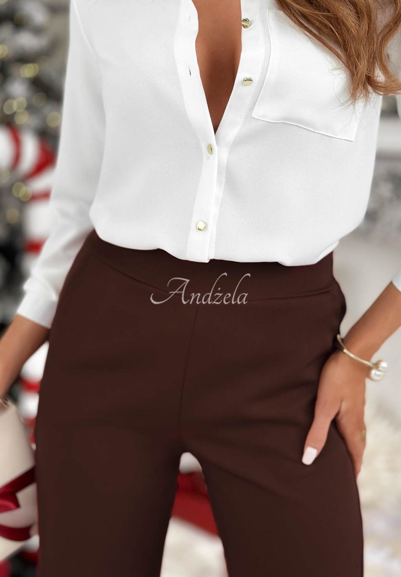 Cigaretové kalhoty No Idea čokoládové