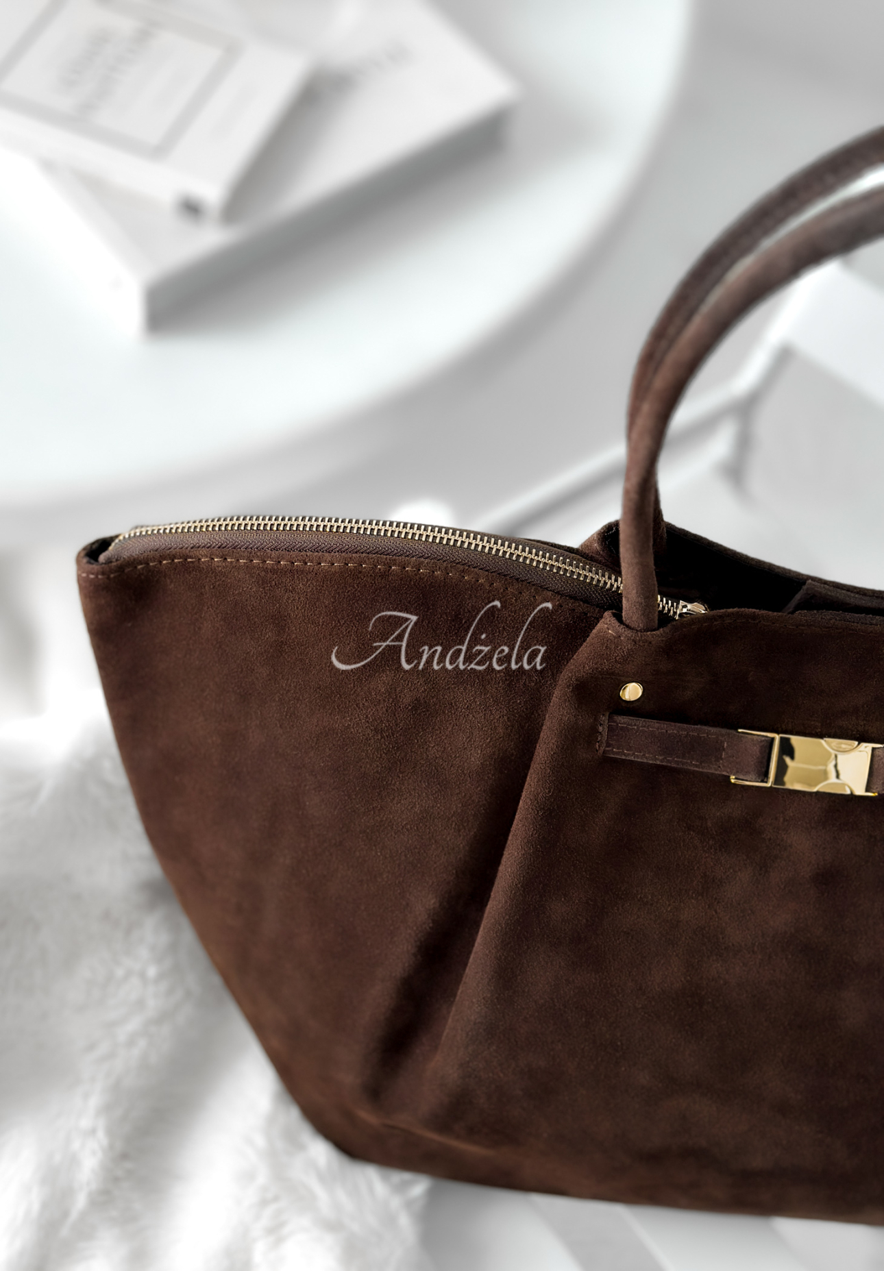 Semišová kabelka Almost Ready čokoládová