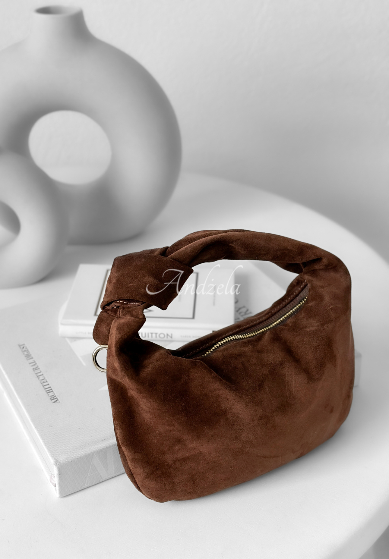 Semišová kabelka Just Lipstick čokoládová