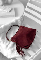 Zamszowa Kabelka z frędzlami Final Message vínová