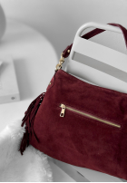 Zamszowa Kabelka z frędzlami Final Message vínová