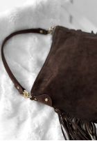 Zamszowa Kabelka z frędzlami Final Message čokoládová