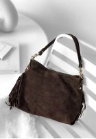 Zamszowa Kabelka z frędzlami Final Message čokoládová