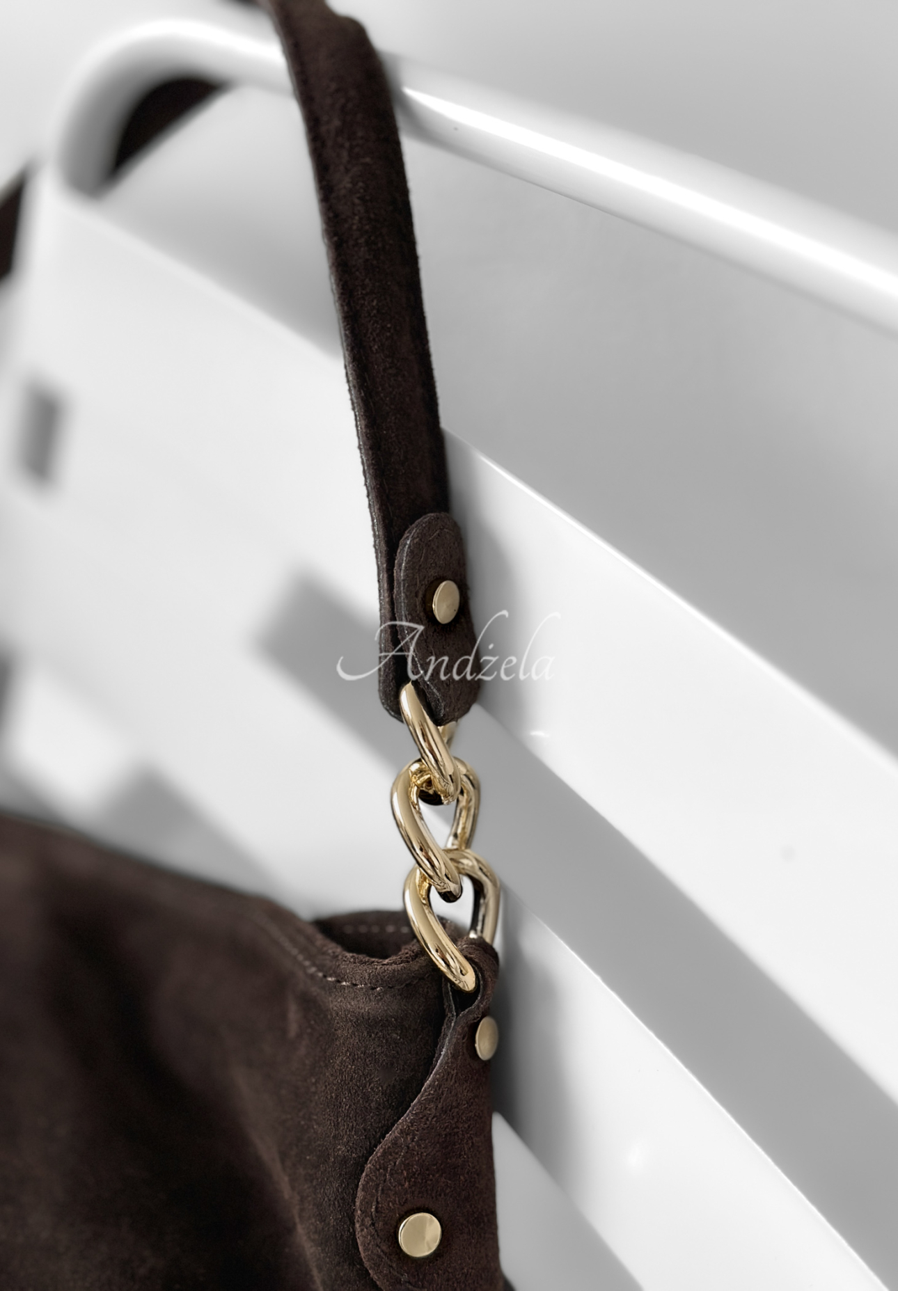 Semišová kabelka s třásněmi Final Message čokoládová