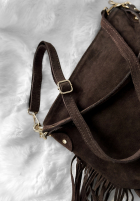 Zamszowa Kabelka z frędzlami Final Message čokoládová