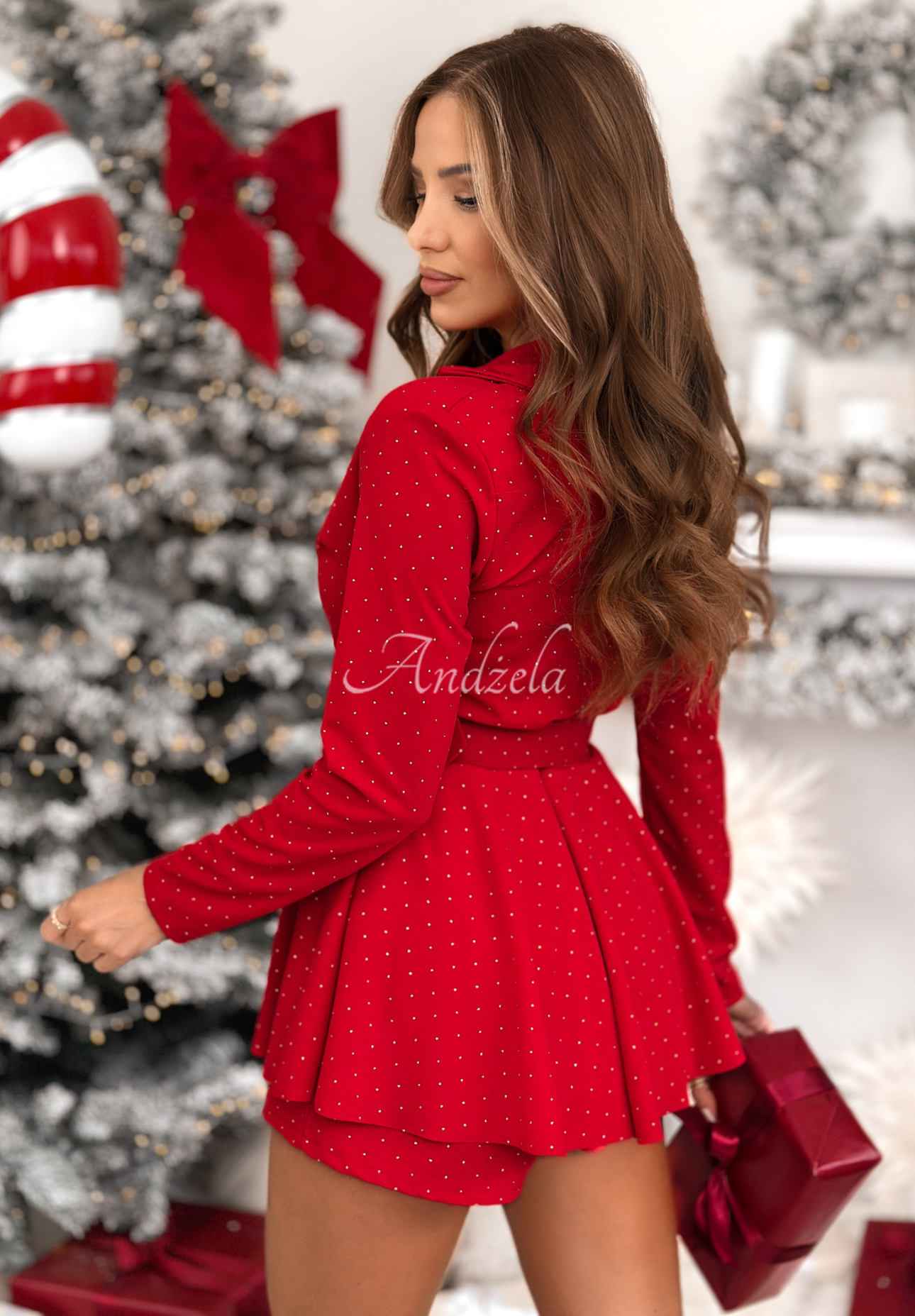 Overal s krystalky Totally Fine červený