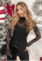 Siateczkowa Halenka z haftami Go On A Date černá