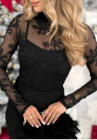 Siateczkowa Halenka z haftami Go On A Date černá