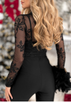 Siateczkowa Halenka z haftami Go On A Date černá