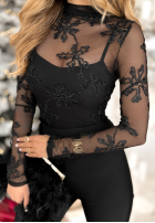 Siateczkowa Halenka z haftami Go On A Date černá