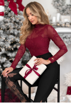 Siateczkowa Halenka z haftami Go On A Date červená