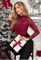 Siateczkowa Halenka z haftami Go On A Date červená