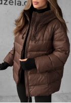 Długa Prošívaná Bunda s kapucí New In Town čokoládová