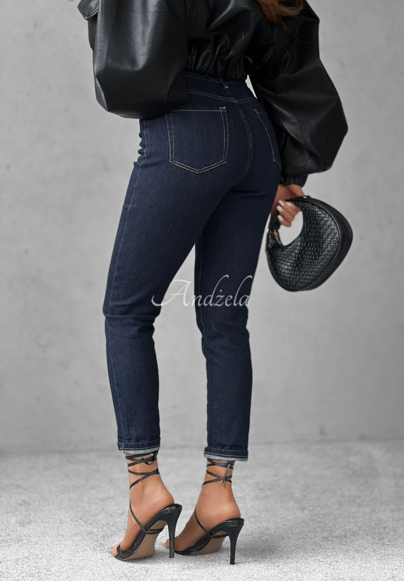 Džíny mom fit s páskem Let’s Not Talk granátové