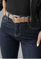 Kalhoty džínové  z paskiem Let’s Not Talk granátové