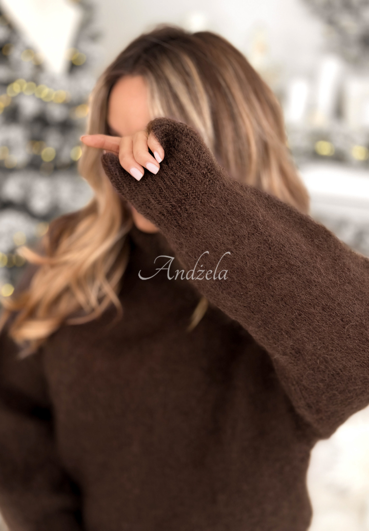 Mohérový svetr s rolákem Fireplace Stories čokoládový