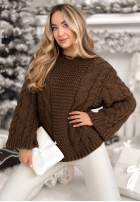 Pleciony Svetr oversize Days Are Short čokoládový